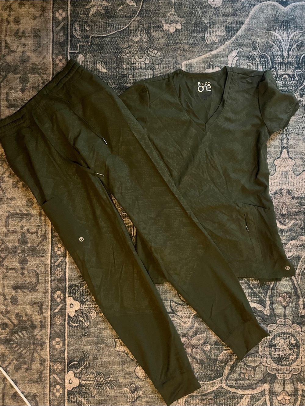 Barco Uniforms Women's Black Scrub Top and Jogger Pants Set